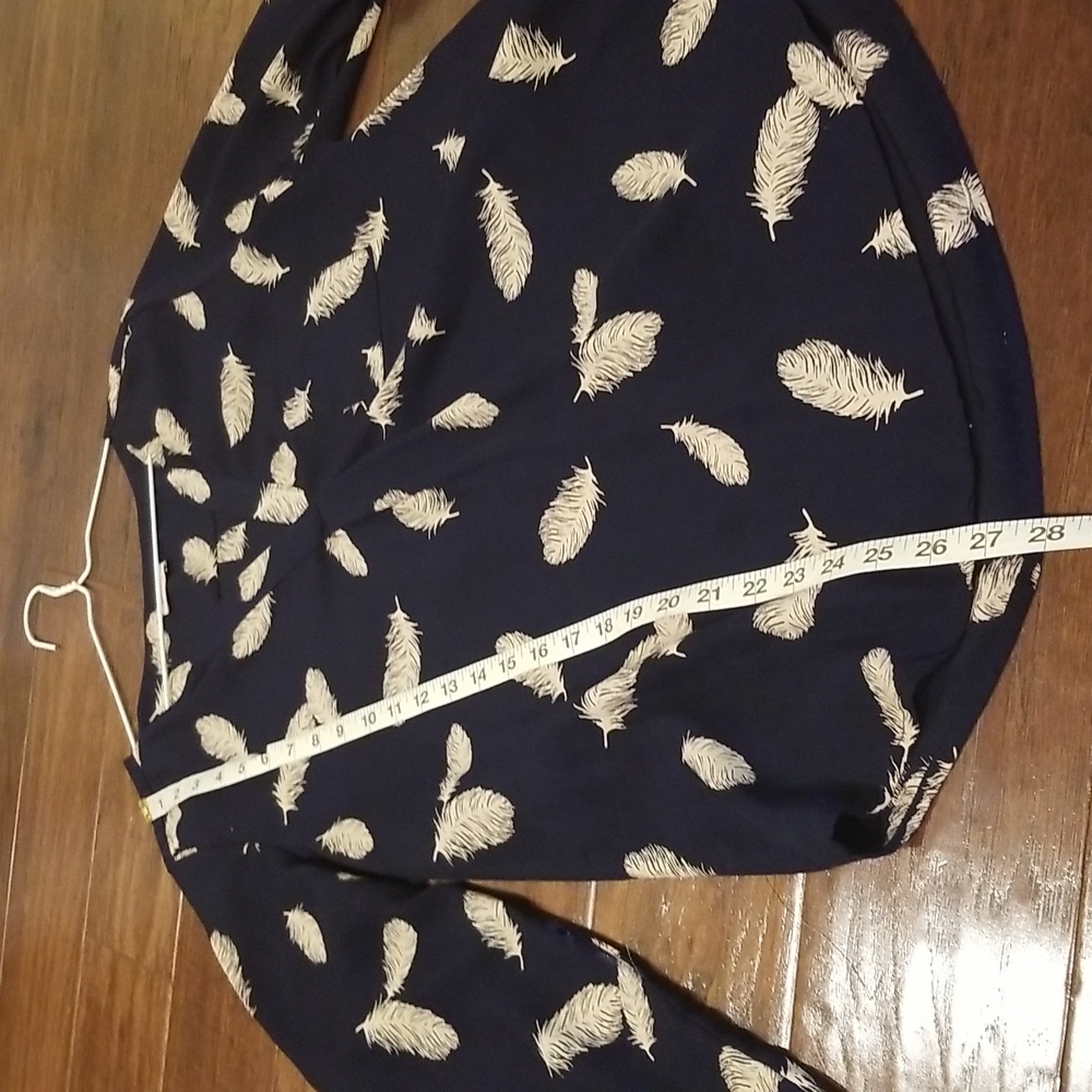 Pixley Long Sleeve Navy With Cream Leaf Print Pullover Top - Picture 4 of 8